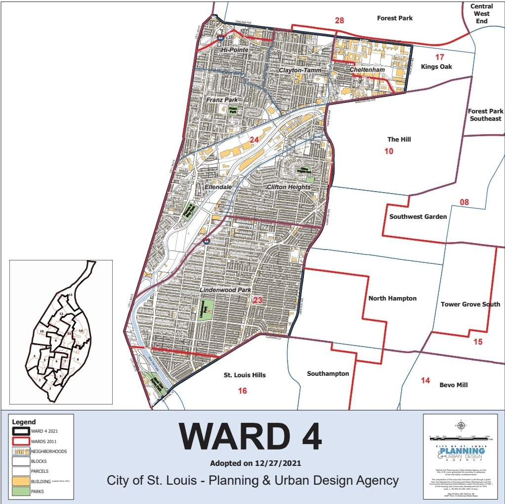 Map of New 4th Ward, St. Louis City